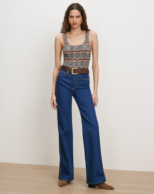 Veronica Beard | Crosbie Slim Wide-Leg Jean in Indigo Bright Blue Indigo Bright