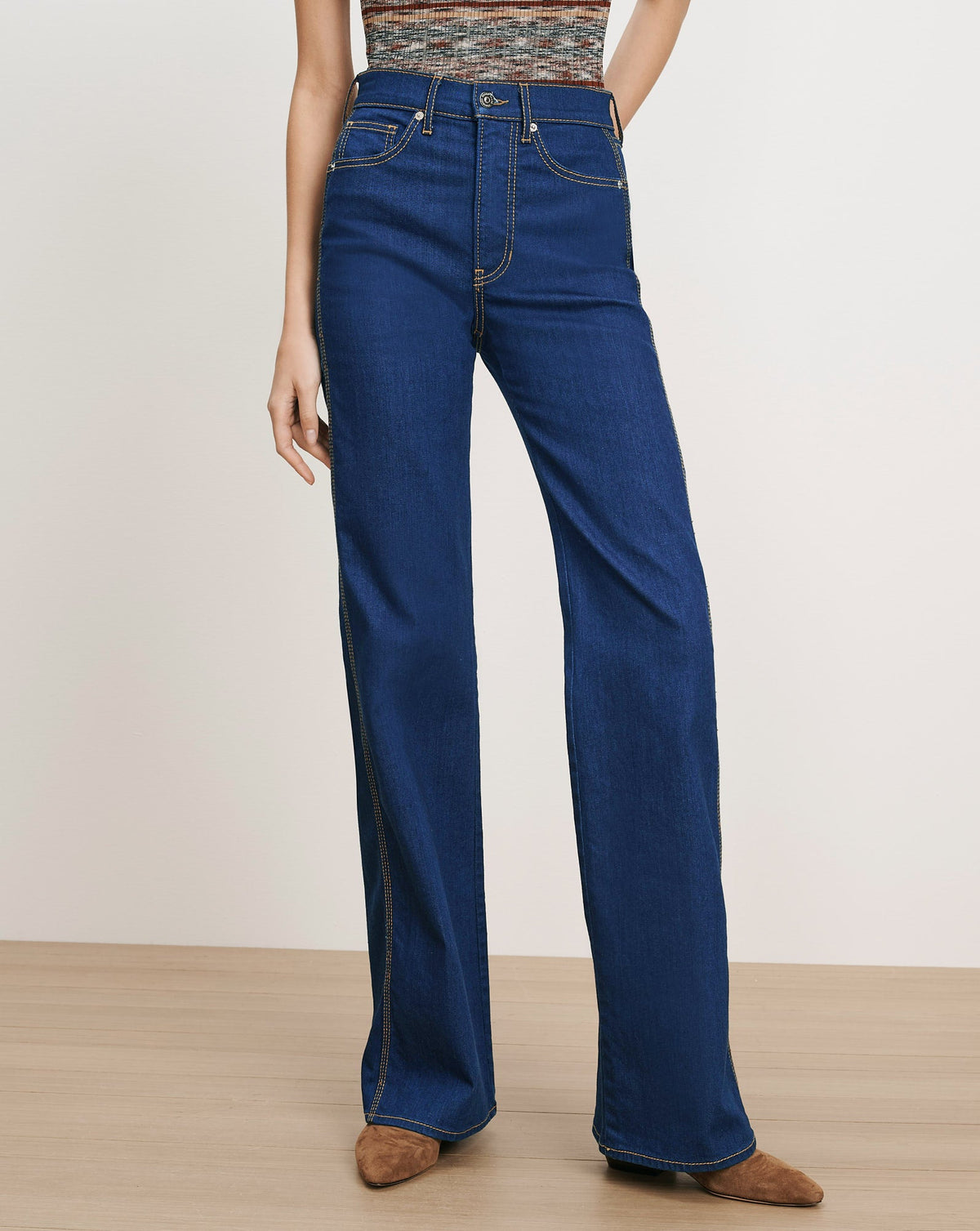 Veronica Beard | Crosbie Slim Wide-Leg Jean in Indigo Bright Blue Indigo Bright
