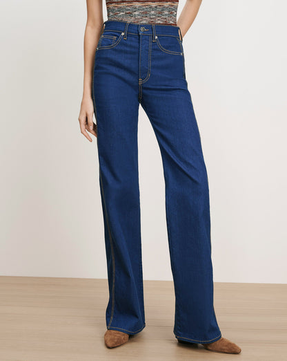 Veronica Beard | Crosbie Slim Wide-Leg Jean in Indigo Bright Blue Indigo Bright
