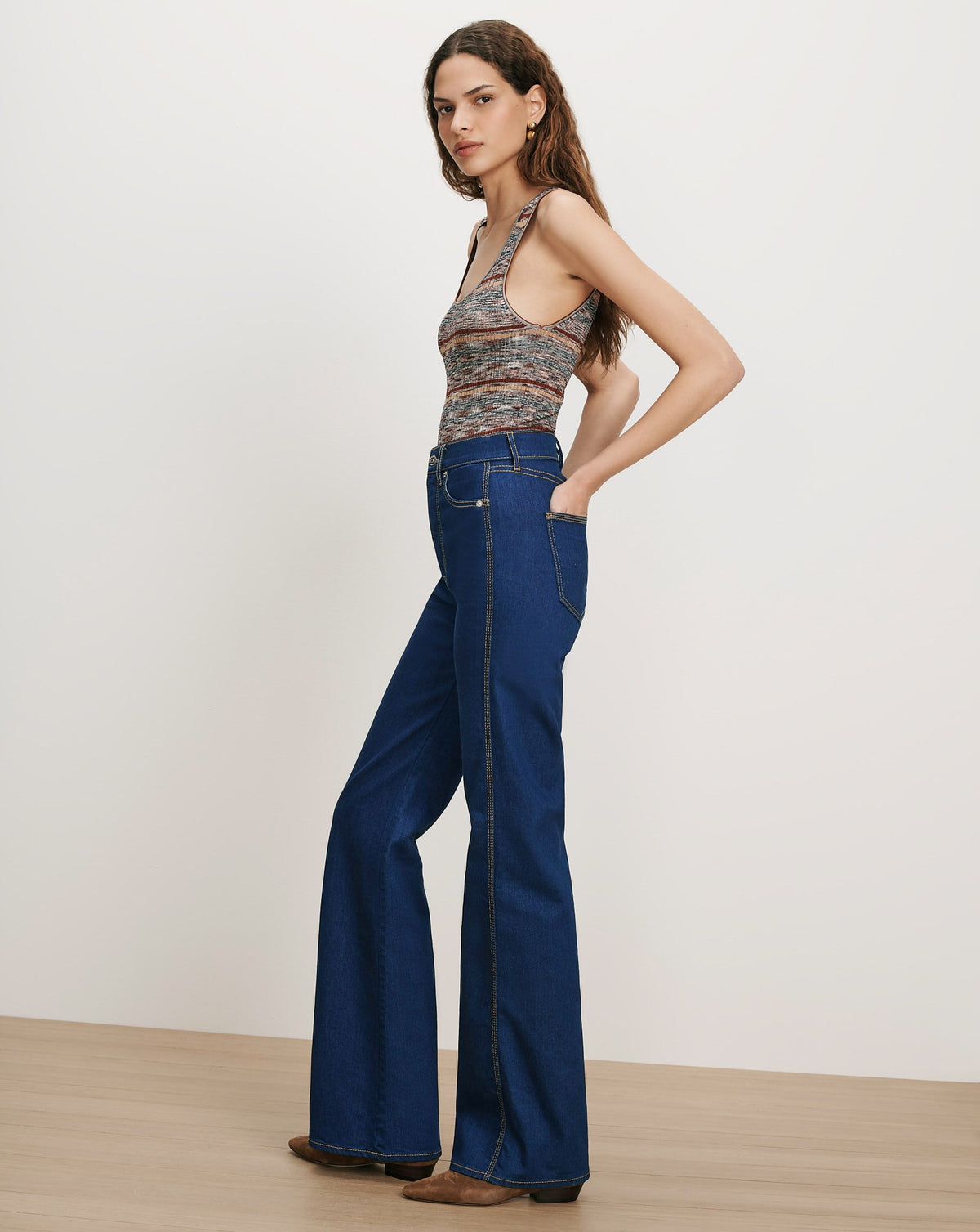 Veronica Beard | Crosbie Slim Wide-Leg Jean in Indigo Bright Blue Indigo Bright