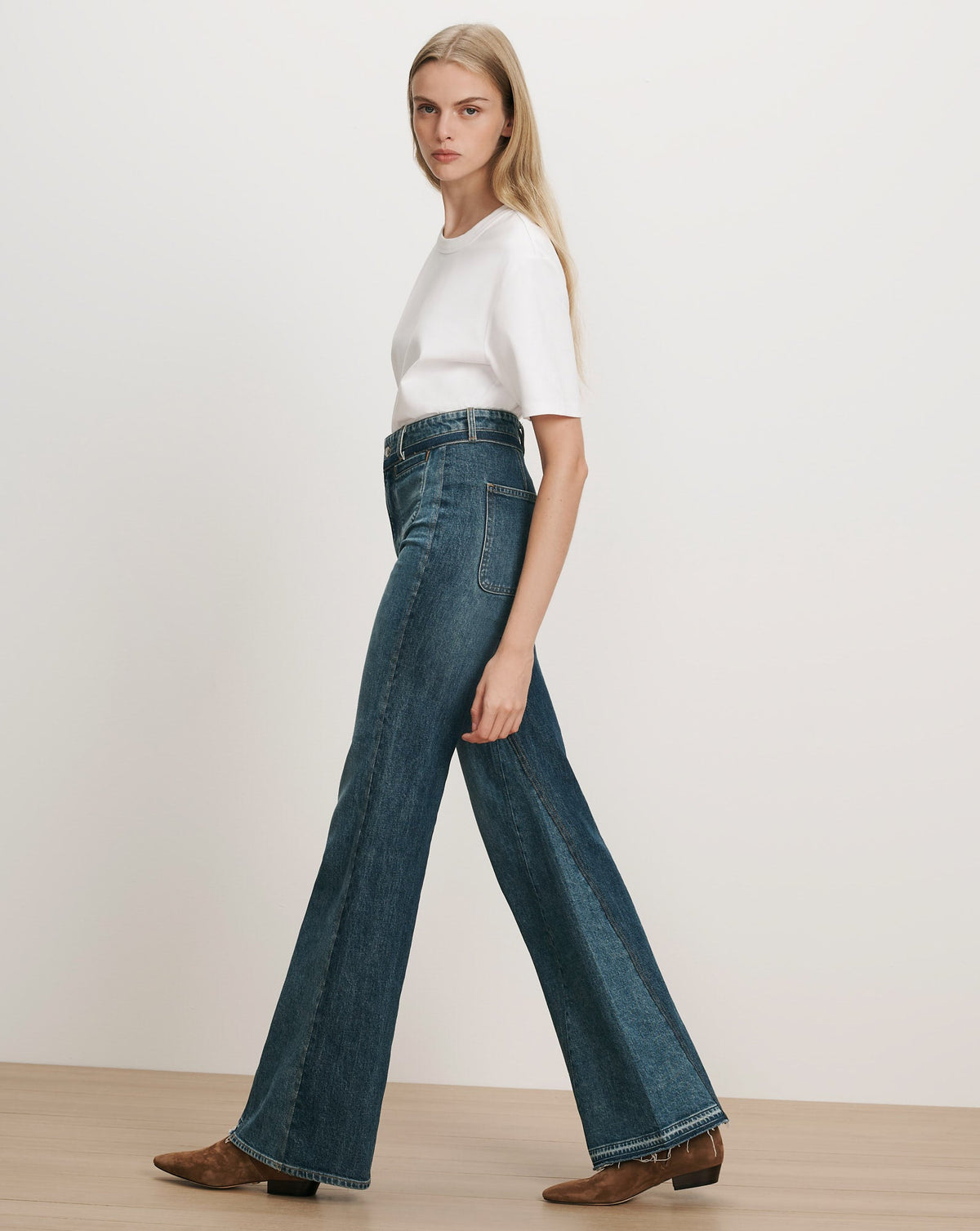 Veronica Beard | Crosbie Color-Block Slim Wide-Leg Jean in Blue Hall Of Fame
