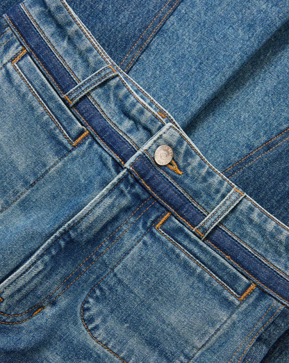 Veronica Beard | Crosbie Color-Block Slim Wide-Leg Jean in Blue Hall Of Fame