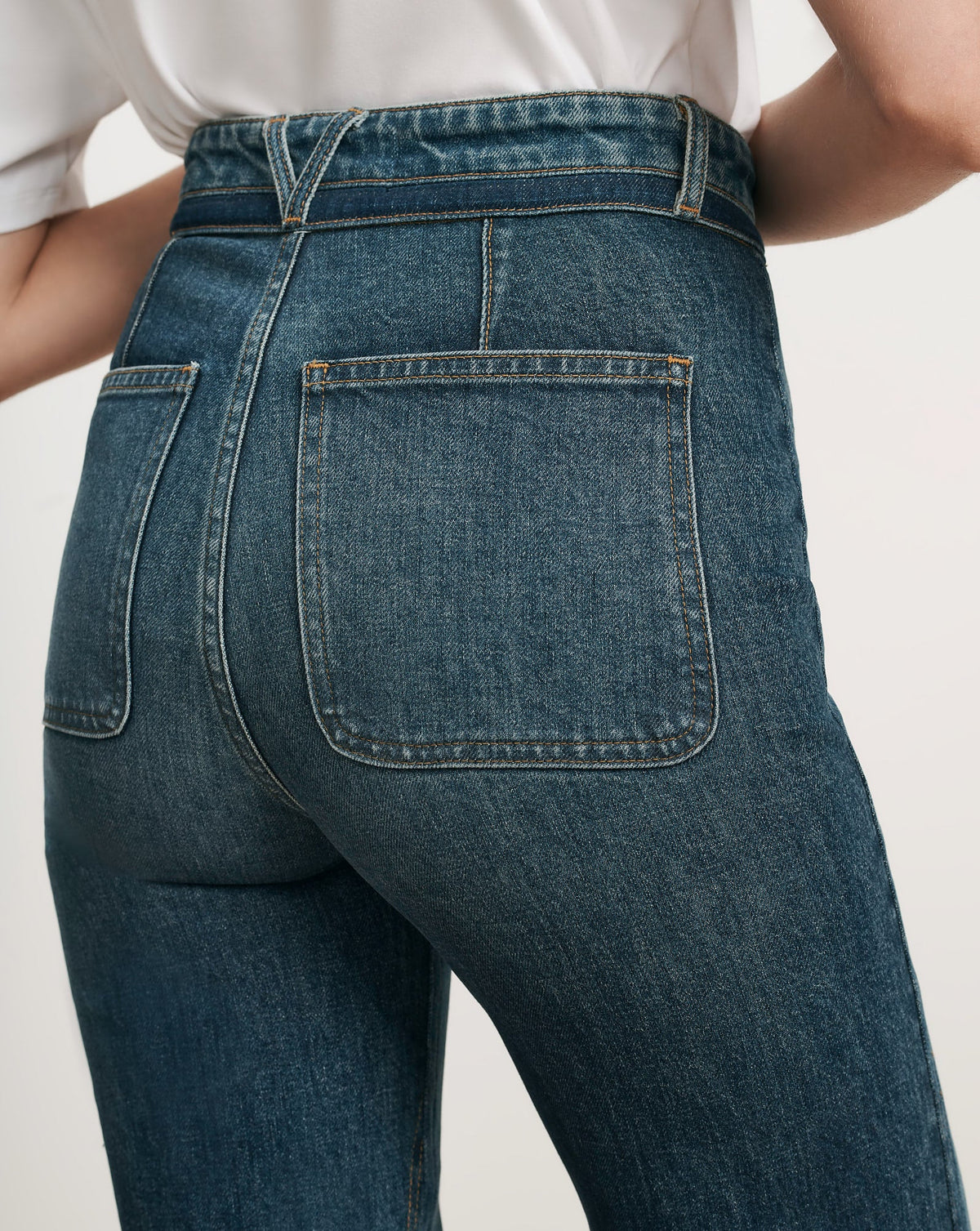 Veronica Beard | Crosbie Color-Block Slim Wide-Leg Jean in Blue Hall Of Fame
