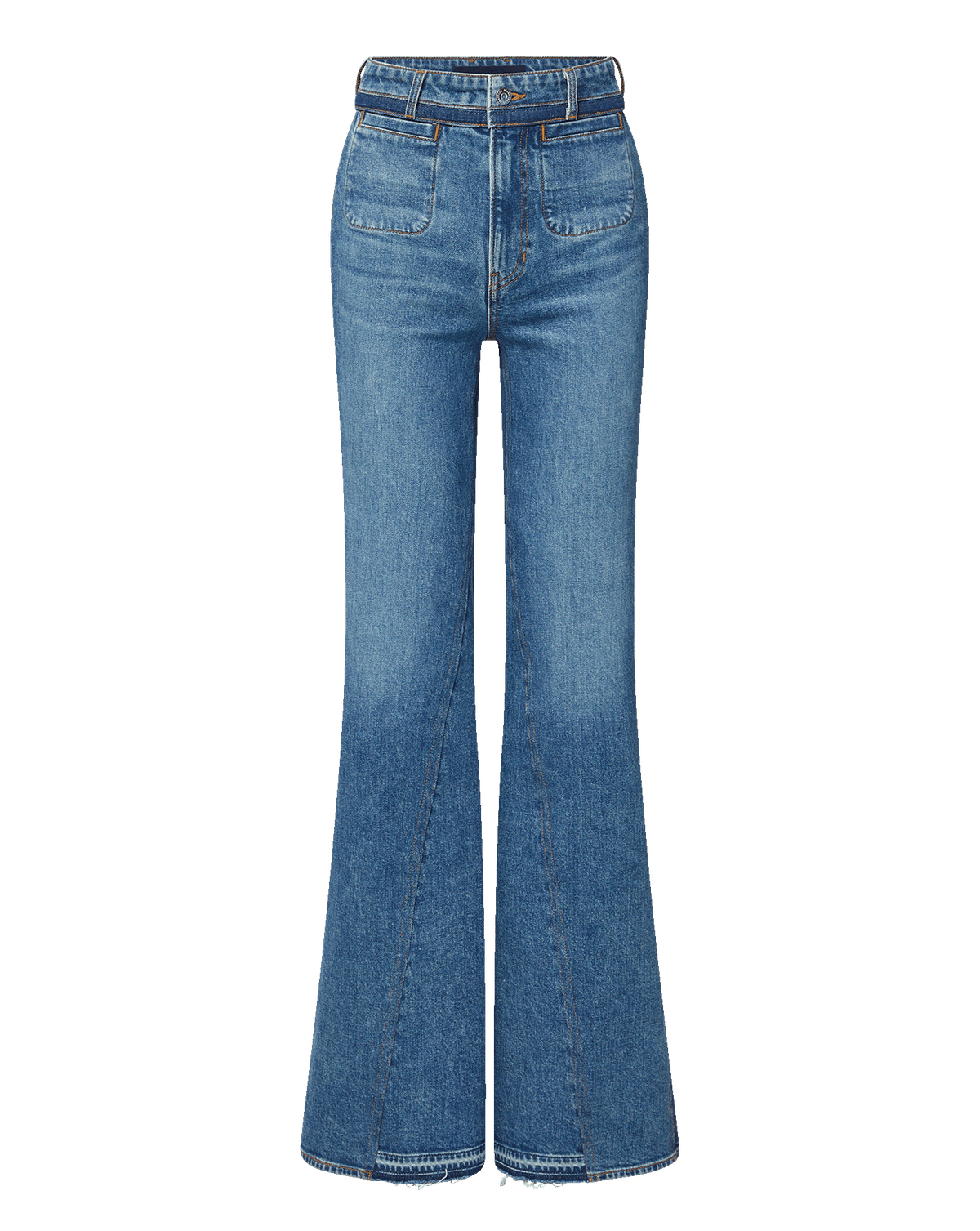 Veronica Beard | Crosbie Color-Block Slim Wide-Leg Jean in Blue Hall Of Fame
