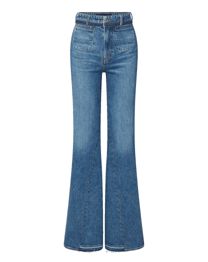 Veronica Beard | Crosbie Color-Block Slim Wide-Leg Jean in Blue Hall Of Fame