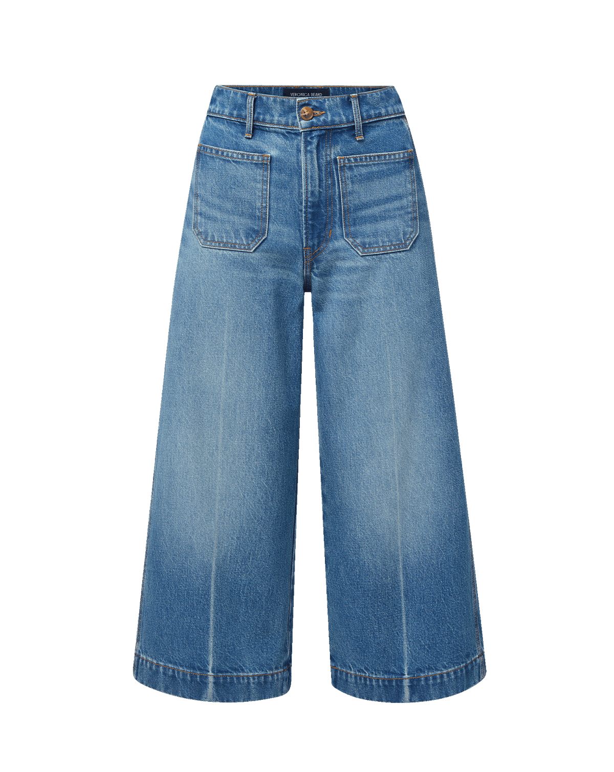 Veronica Beard | Marlowe Patch-Pocket Culotte Jean in Blue Denim Memory Lane Memory Lane