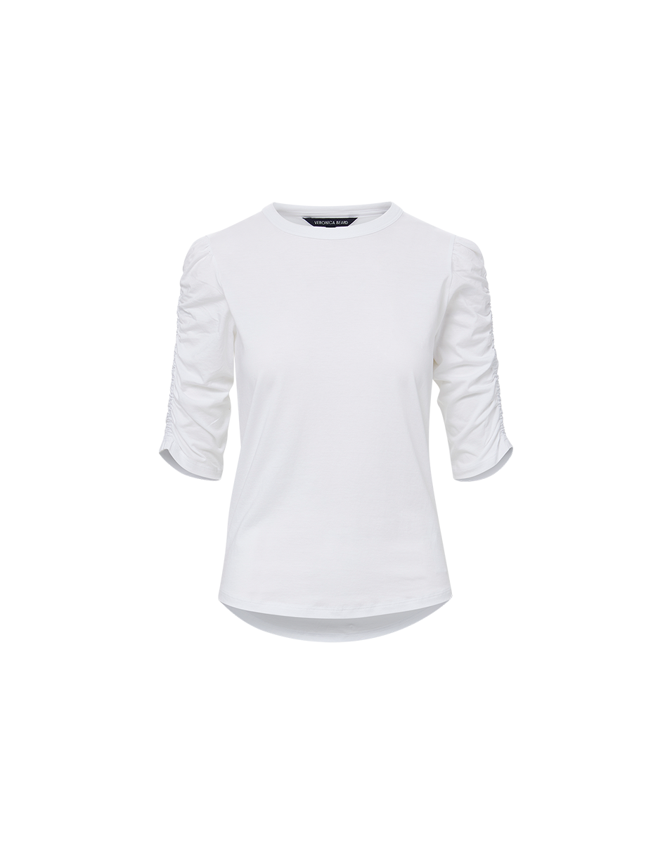 Veronica Beard | Waldorf Ruched-Sleeve Tee White