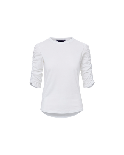 Veronica Beard | Waldorf Ruched-Sleeve Tee White