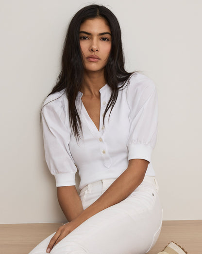 Veronica Beard | Coralee Puff-Sleeve Tee in White White