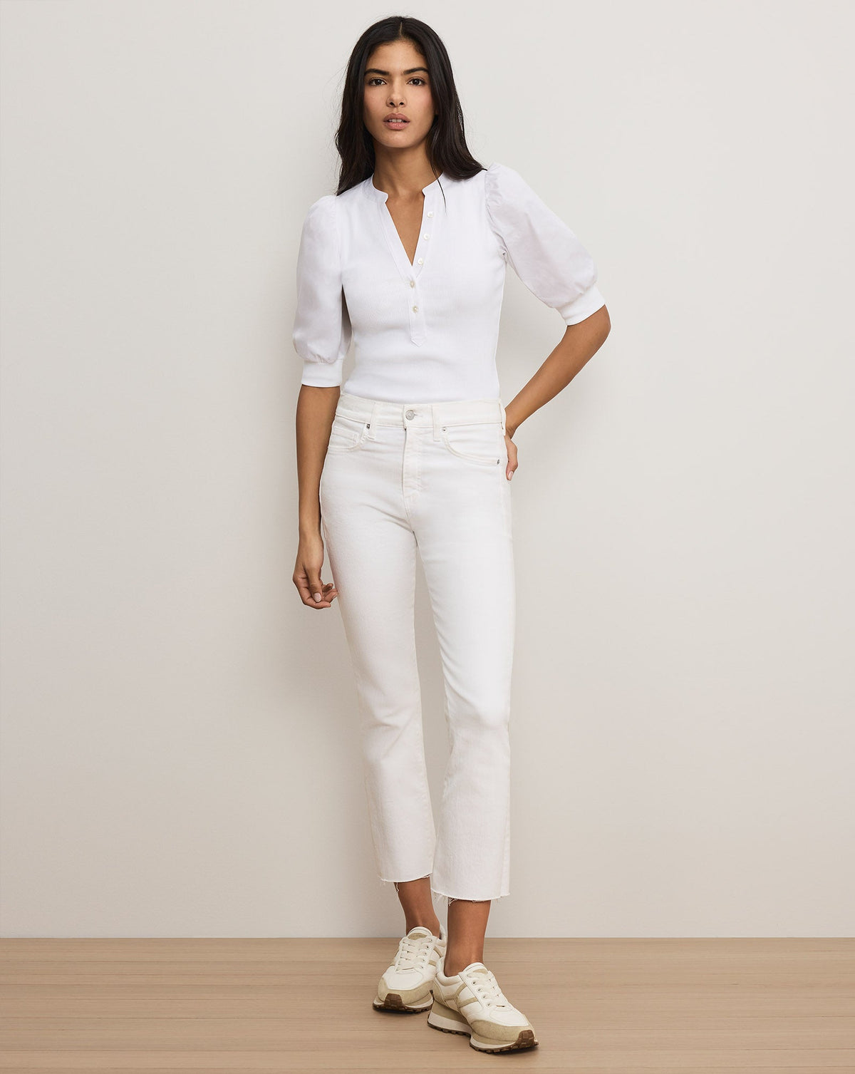 Veronica Beard | Coralee Puff-Sleeve Tee in White White