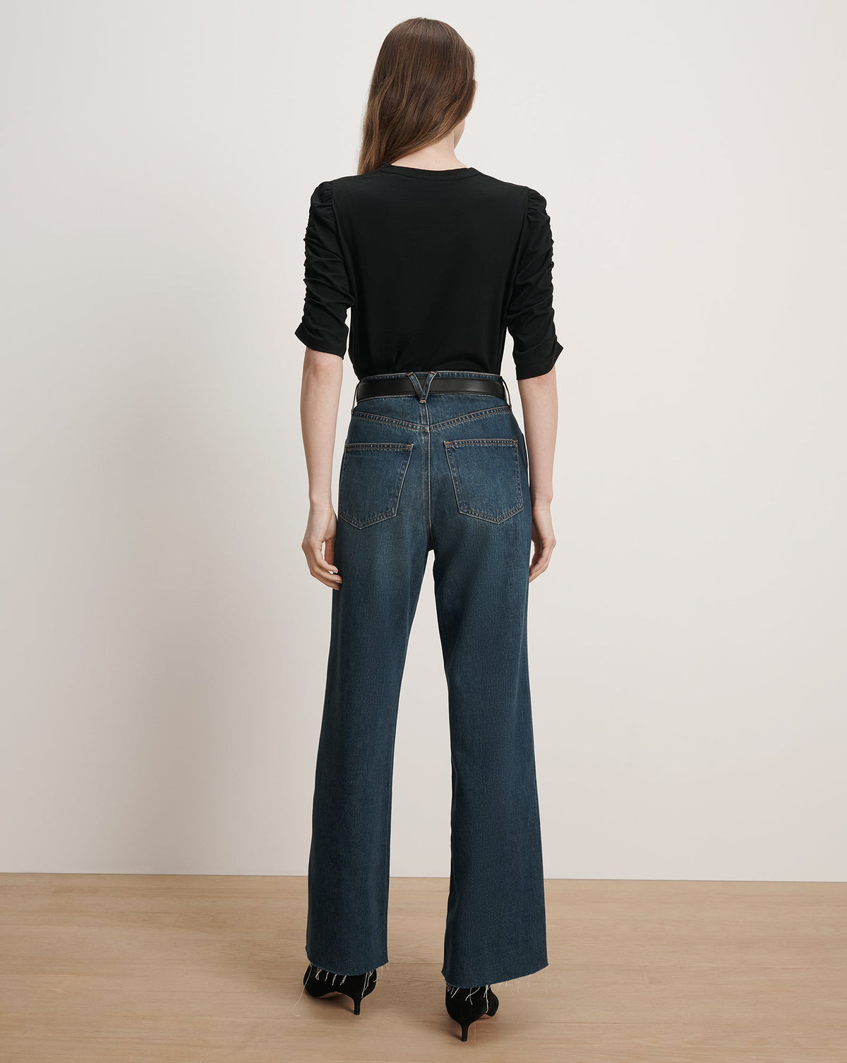 Veronica Beard | Waldorf Ruched-Sleeve Tee Black