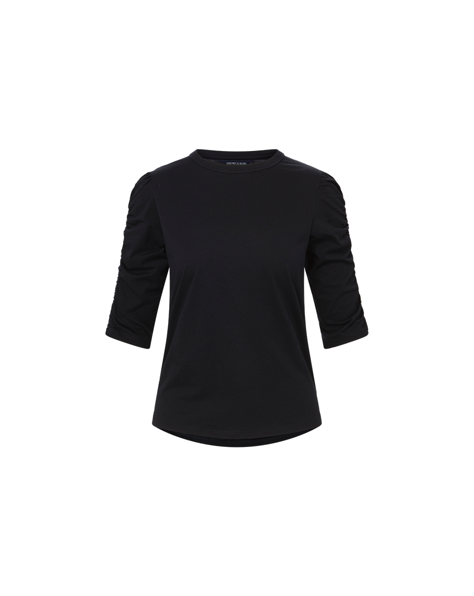 Veronica Beard | Waldorf Ruched-Sleeve Tee Black