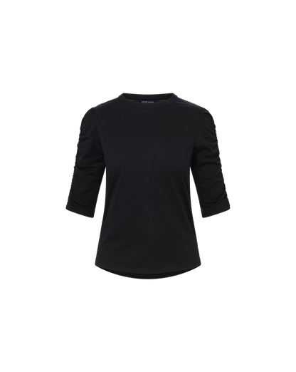 Veronica Beard | Waldorf Ruched-Sleeve Tee Black