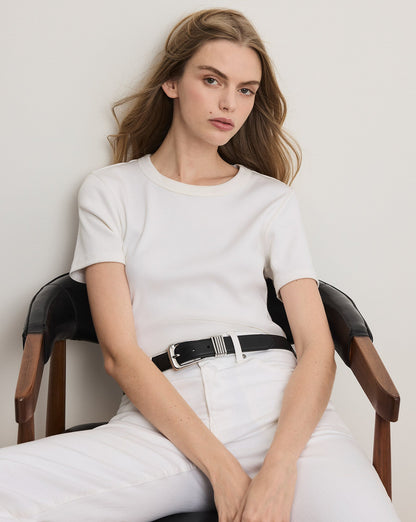 Veronica Beard | Pruitt Ribbed Tee in White White