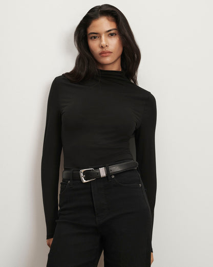 Veronica Beard | Mylie Turtleneck Top in Black Black