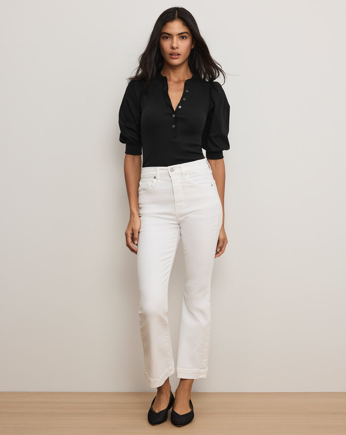 Veronica Beard | Coralee Puff-Sleeve Tee in Black Black