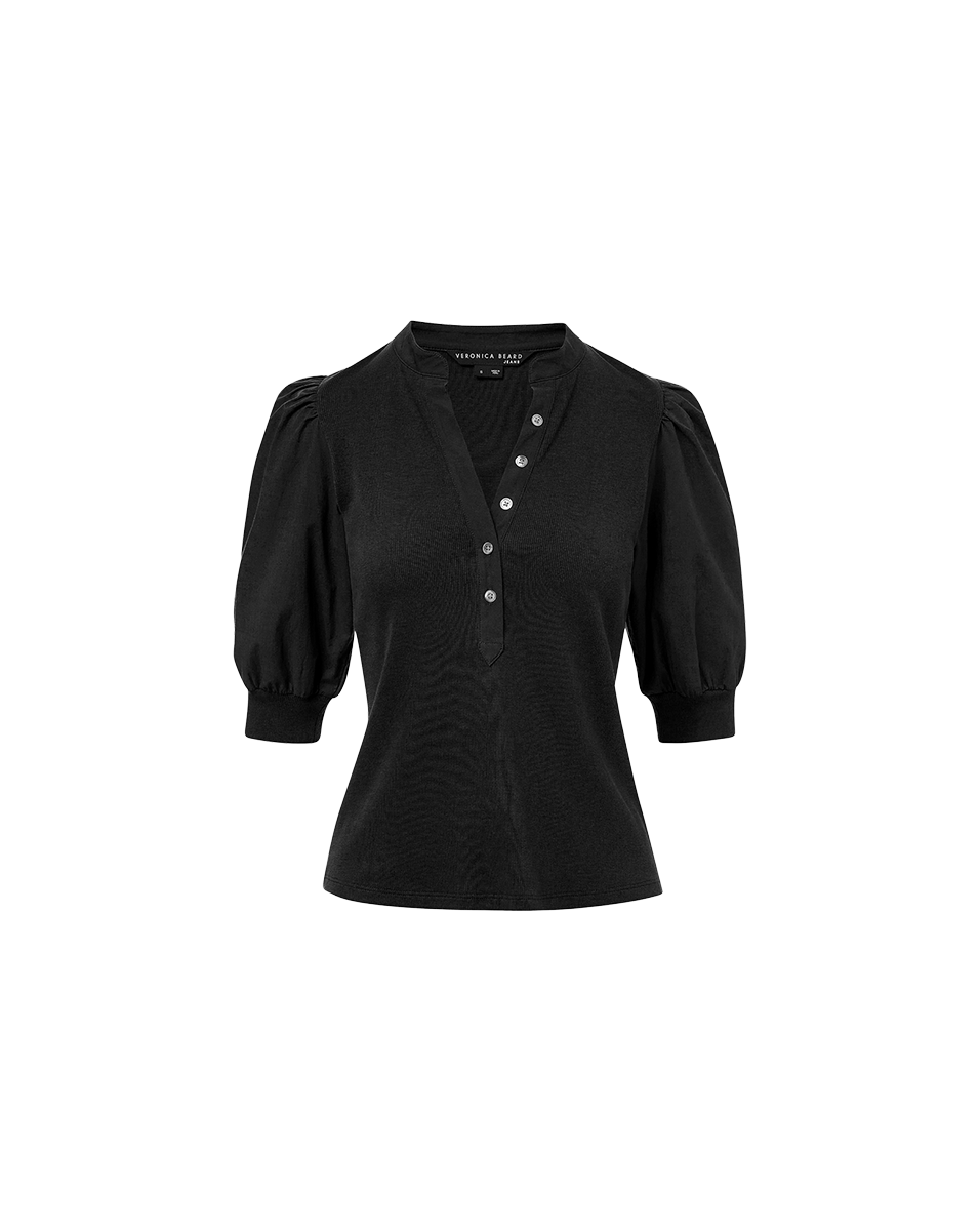 Veronica Beard | Coralee Puff-Sleeve Tee in Black Black