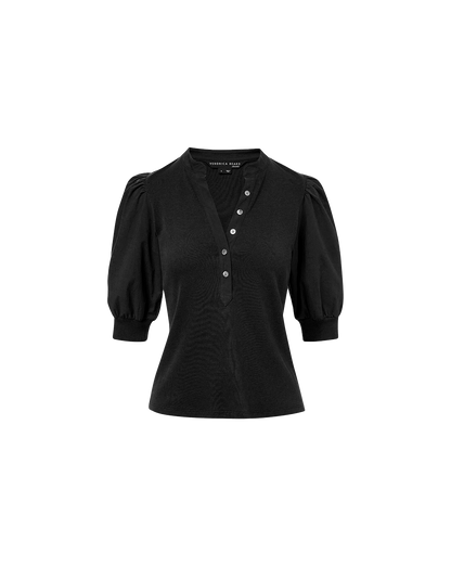 Veronica Beard | Coralee Puff-Sleeve Tee in Black Black