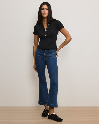 Veronica Beard | Kearney Button-Down Tee in Black Black
