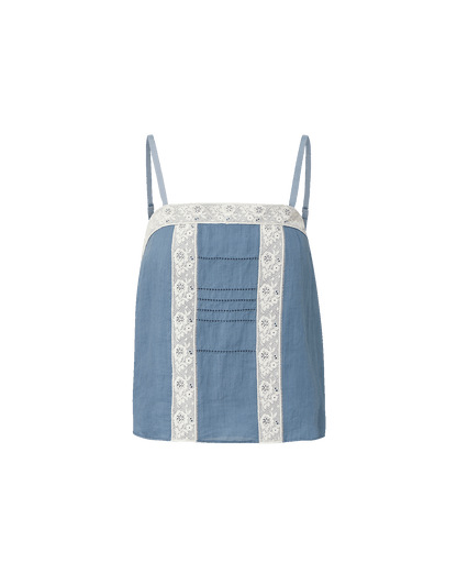 Veronica Beard | Olivana Lace Tank Top in Blue Steel Blue Steel