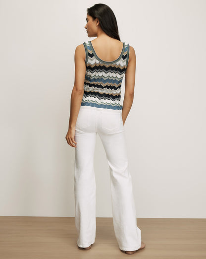 Veronica Beard | Sandra Knit Tank Top in Sage/Navy/White Sage/Navy/White