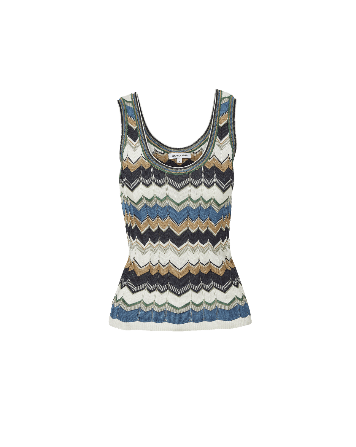 Veronica Beard | Sandra Knit Tank Top in Sage/Navy/White Sage/Navy/White