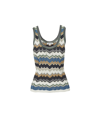 Veronica Beard | Sandra Knit Tank Top in Sage/Navy/White Sage/Navy/White