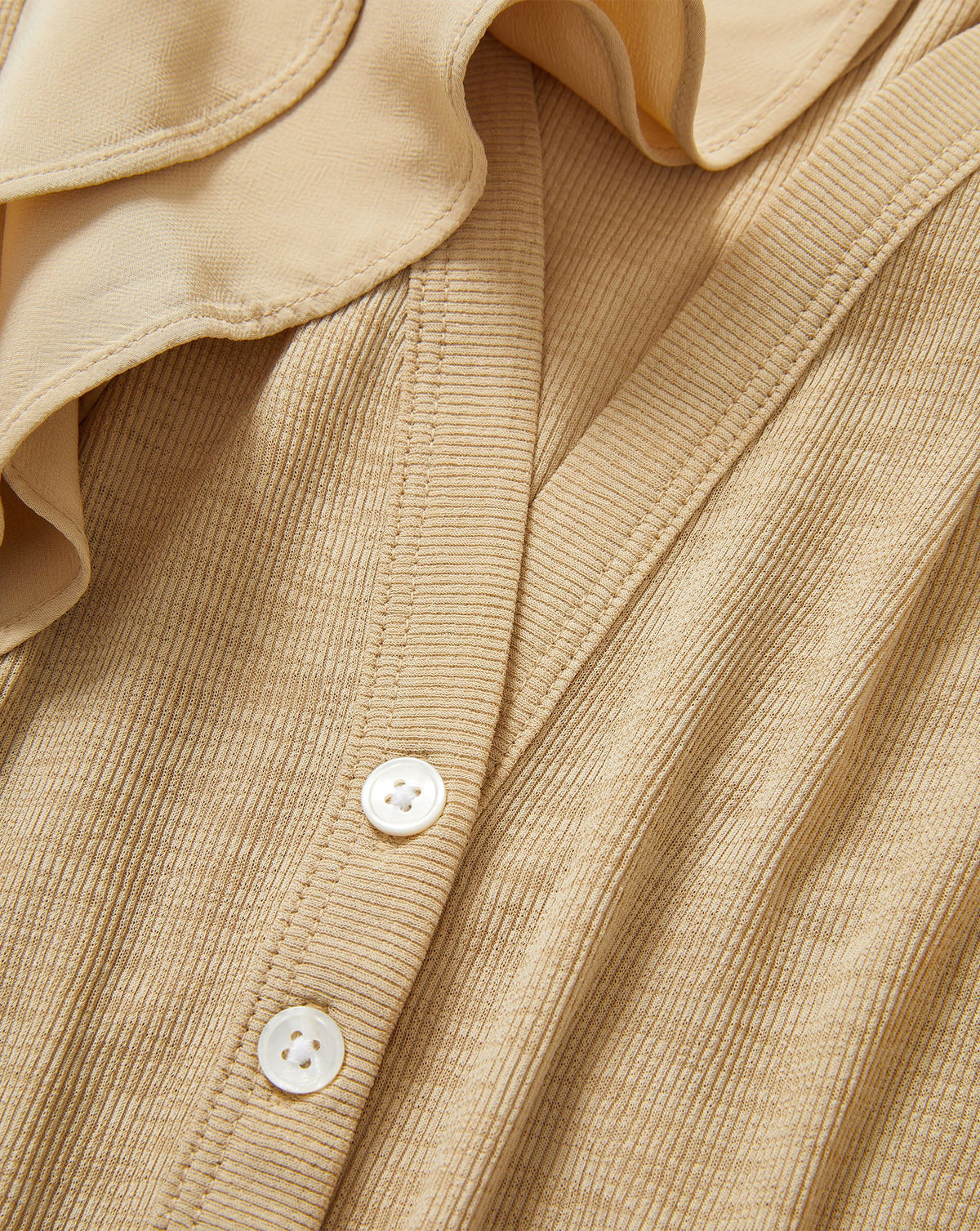 Veronica Beard | Aphrodite Mixed-Media Top in Stone Khaki Stone Khaki