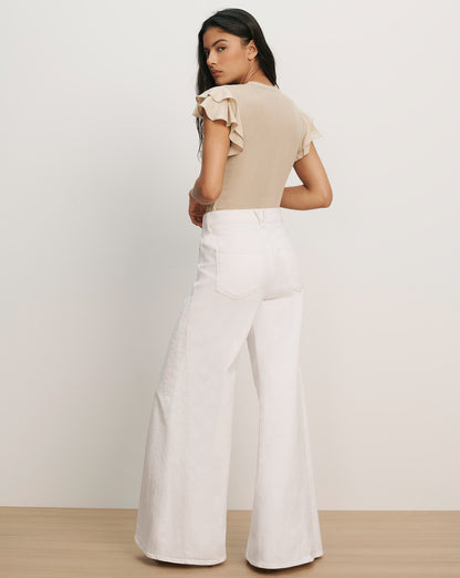 Veronica Beard | Aphrodite Mixed-Media Top in Stone Khaki Stone Khaki