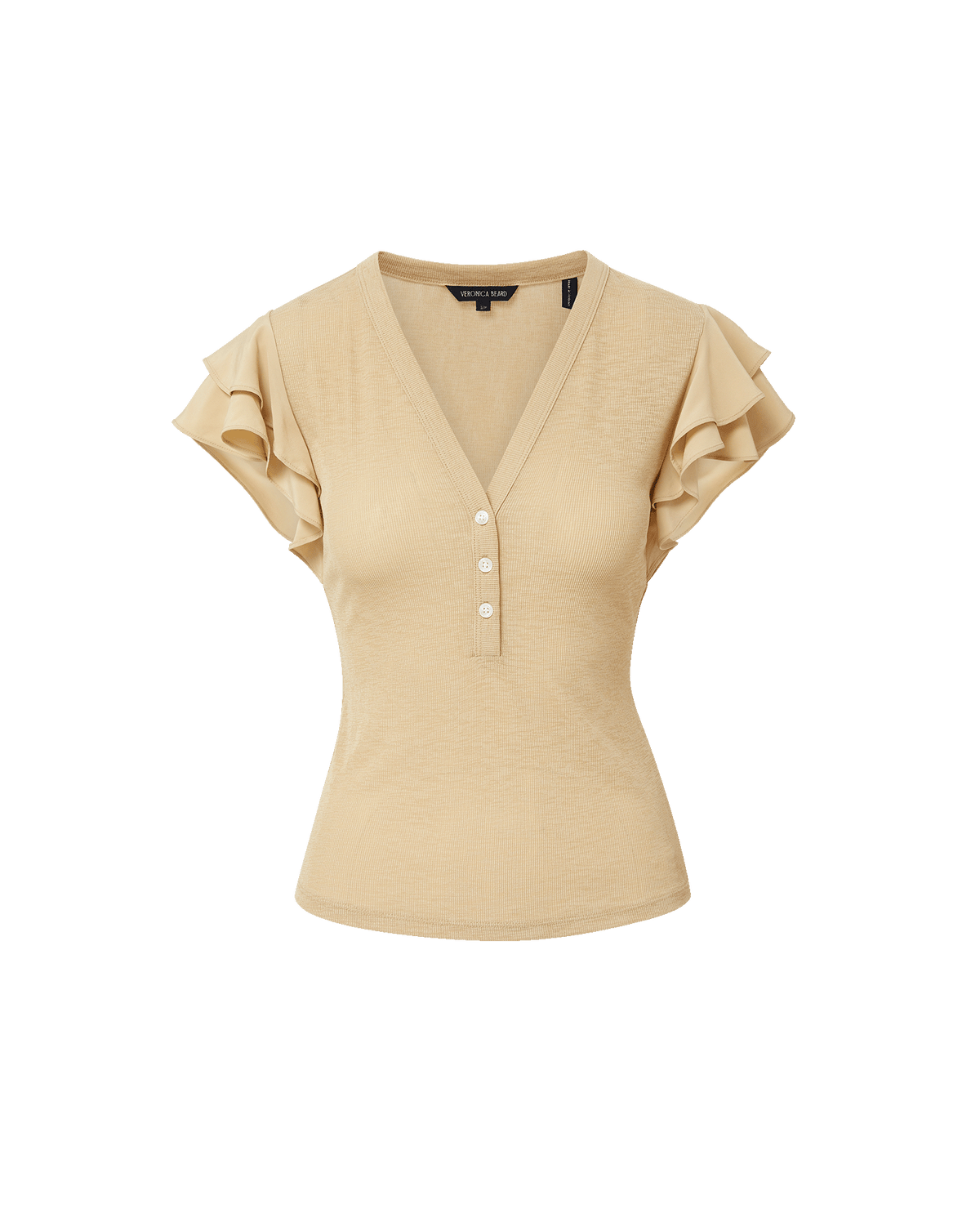 Veronica Beard | Aphrodite Mixed-Media Top in Stone Khaki Stone Khaki