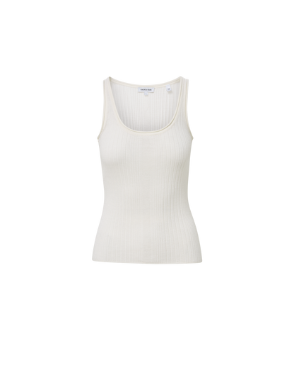 Veronica Beard | Birke Merino Wool Ribbed Tank Top in Ivory Ivory