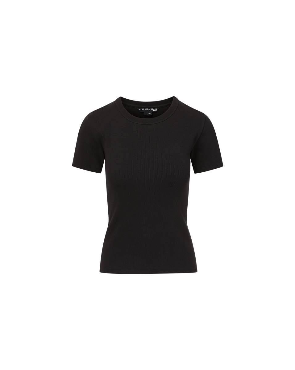 Veronica Beard | Pruitt Ribbed Tee in Black Black