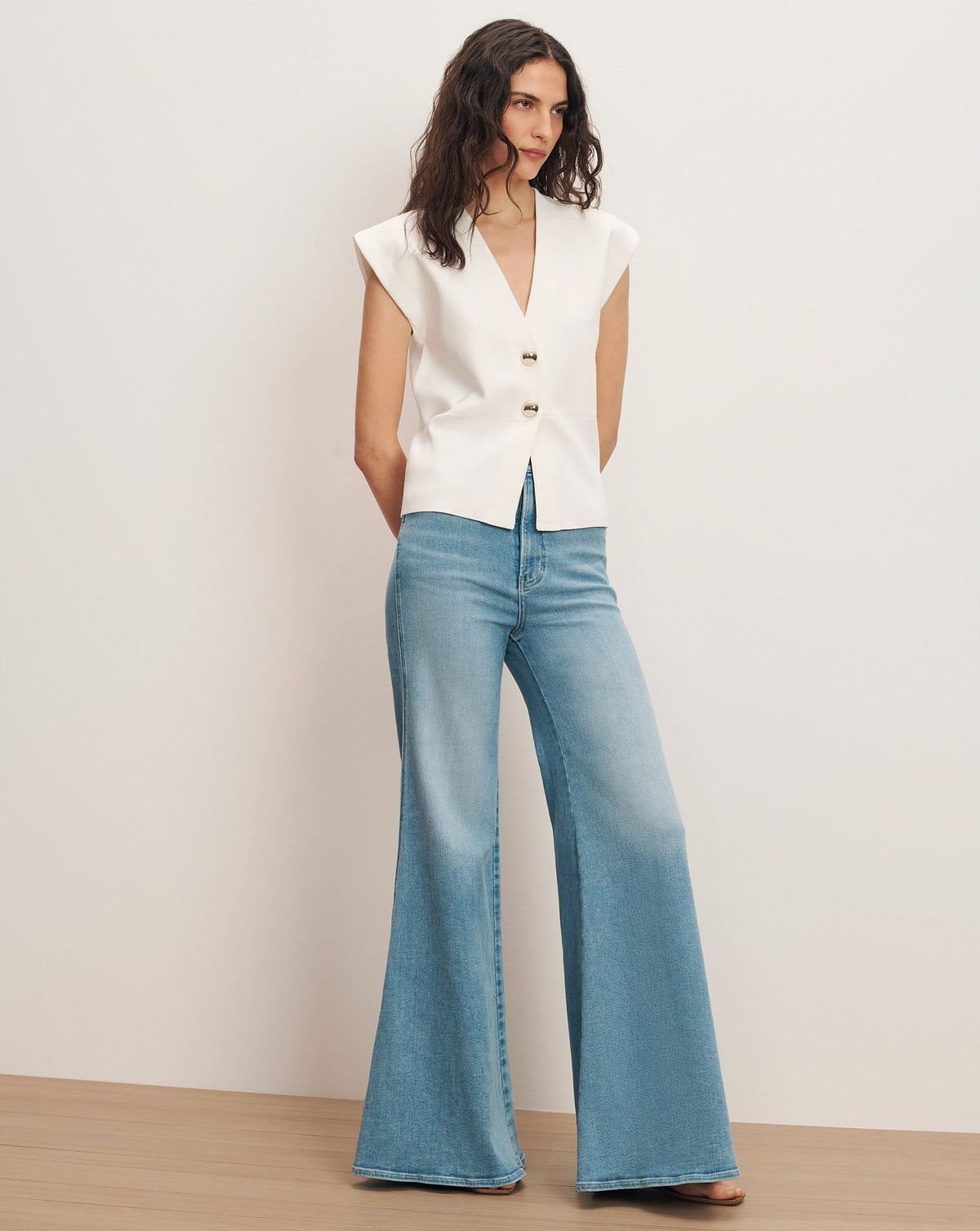 Veronica Beard | Isador Knit Vest in Off White Off-White