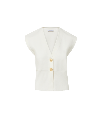 Veronica Beard | Isador Knit Vest in Off White Off-White