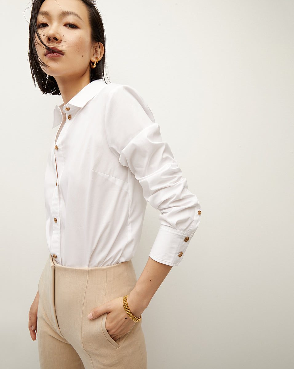 Veronica Beard | Libby Poplin Button-Down Shirt White
