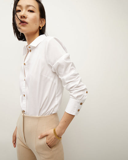 Veronica Beard | Libby Poplin Button-Down Shirt White