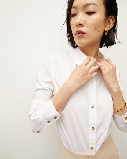Veronica Beard | Libby Poplin Button-Down Shirt White