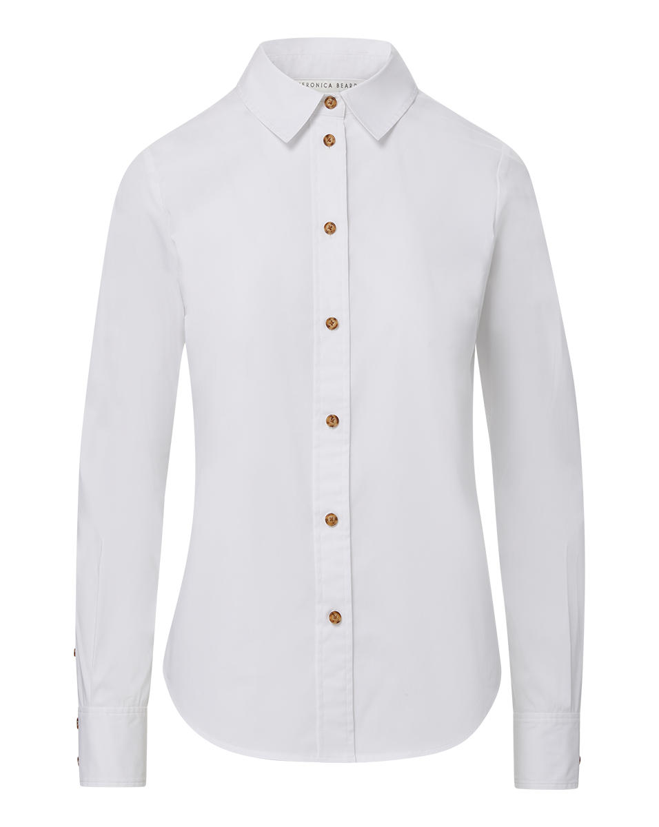 Veronica Beard | Libby Poplin Button-Down Shirt White