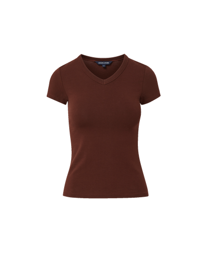 Veronica Beard | Devin V-Neck T-Shirt in Raisin Burgundy Raisin