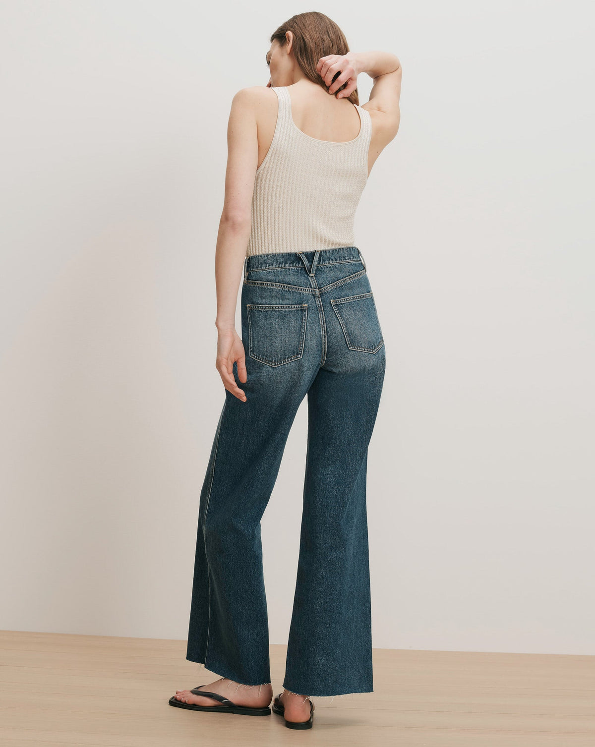 Veronica Beard | Sandra Knit Tank Top in Off-White Chevron /Stone Khaki Off-White/Stone Khaki