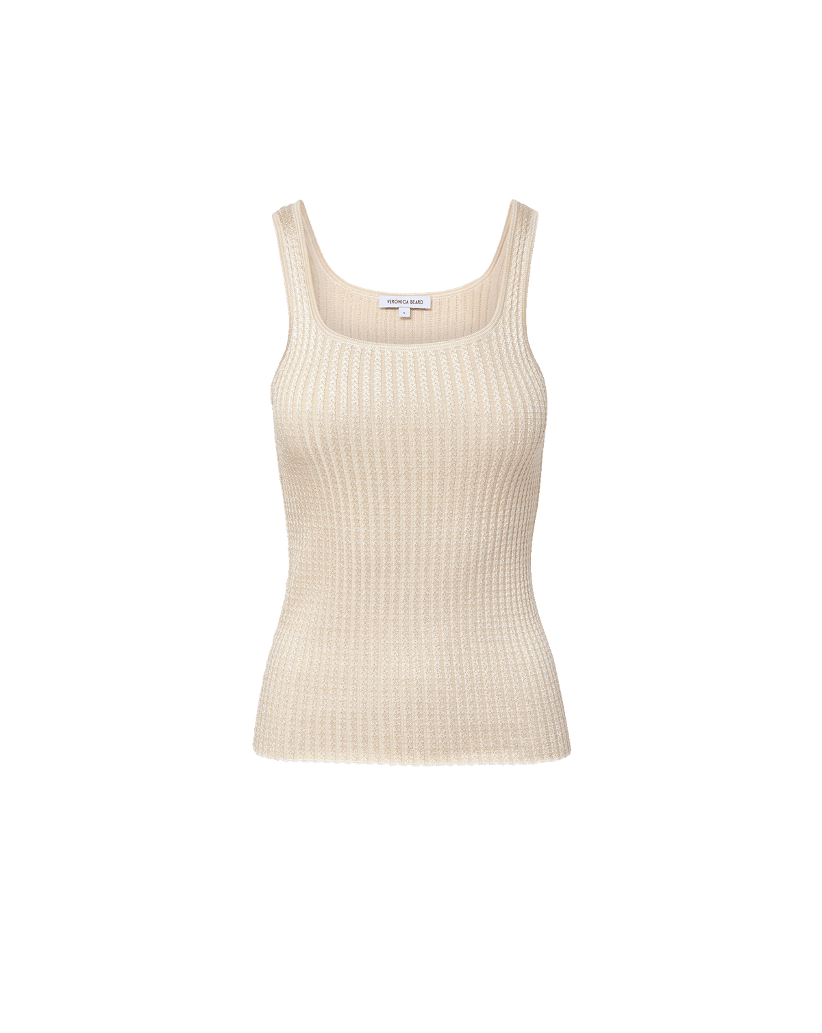 Veronica Beard | Sandra Knit Tank Top in Off-White Chevron /Stone Khaki Off-White/Stone Khaki