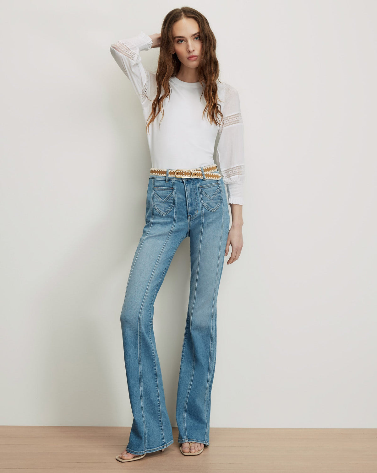 Veronica Beard | Bellamie Mixed Media Top in White White