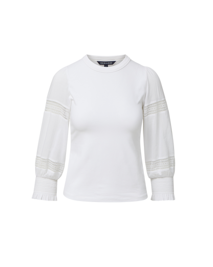 Veronica Beard | Bellamie Mixed Media Top in White White