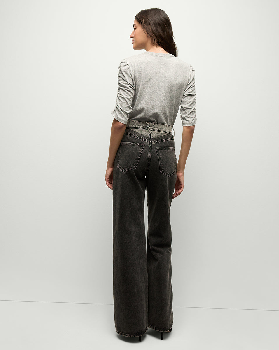 Veronica Beard | Waldorf Ruched-Sleeve Tee in Heather Grey Heather Grey