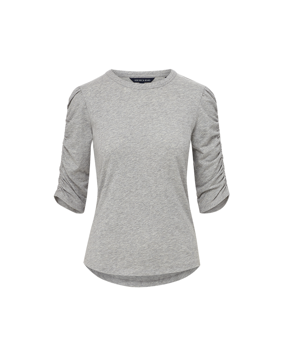 Veronica Beard | Waldorf Ruched-Sleeve Tee in Heather Grey Heather Grey