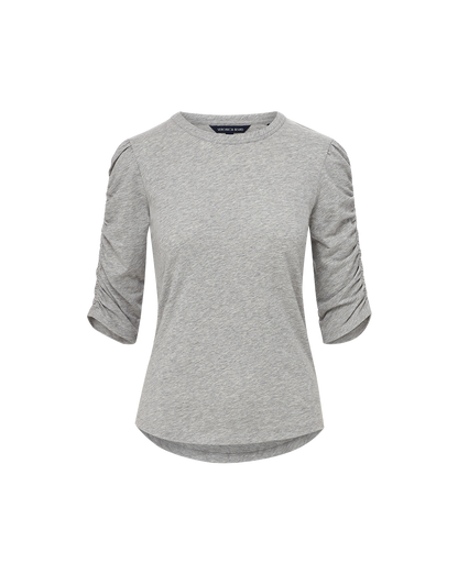 Veronica Beard | Waldorf Ruched-Sleeve Tee in Heather Grey Heather Grey