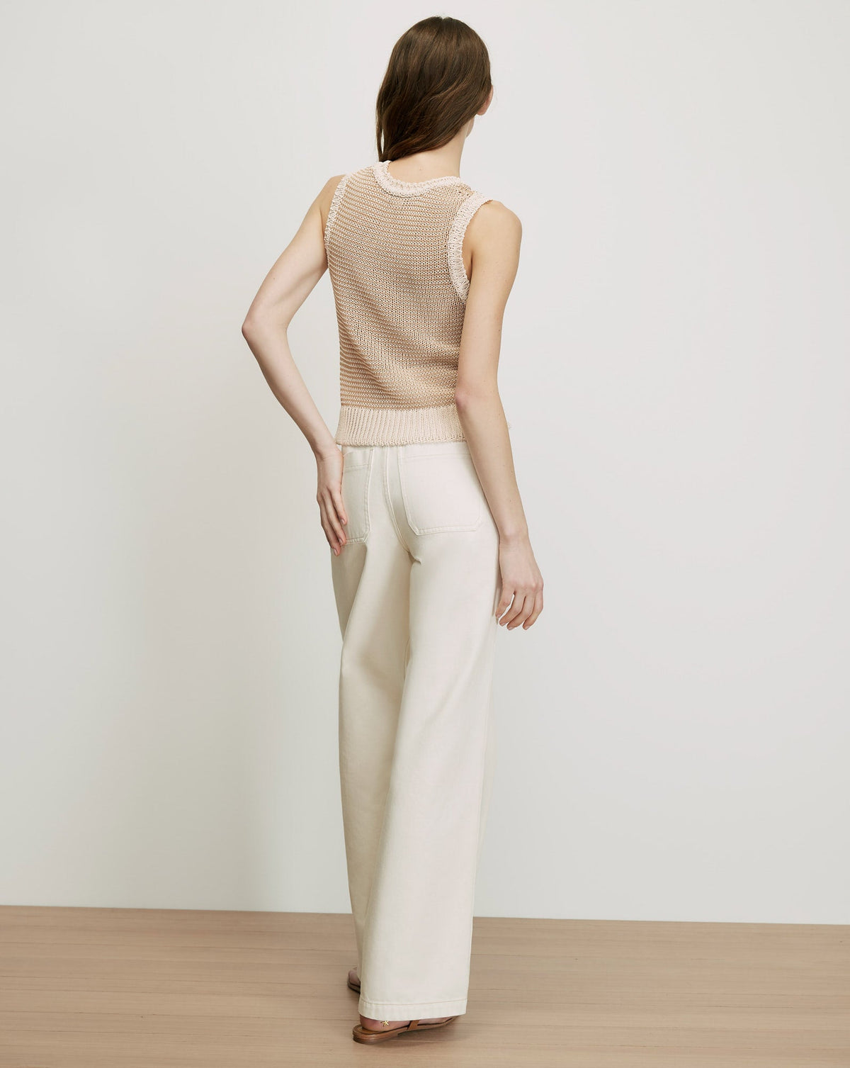 Veronica Beard | Jerrel Cropped Knit Tank Top in Chai/Ecru Chai/Ecru