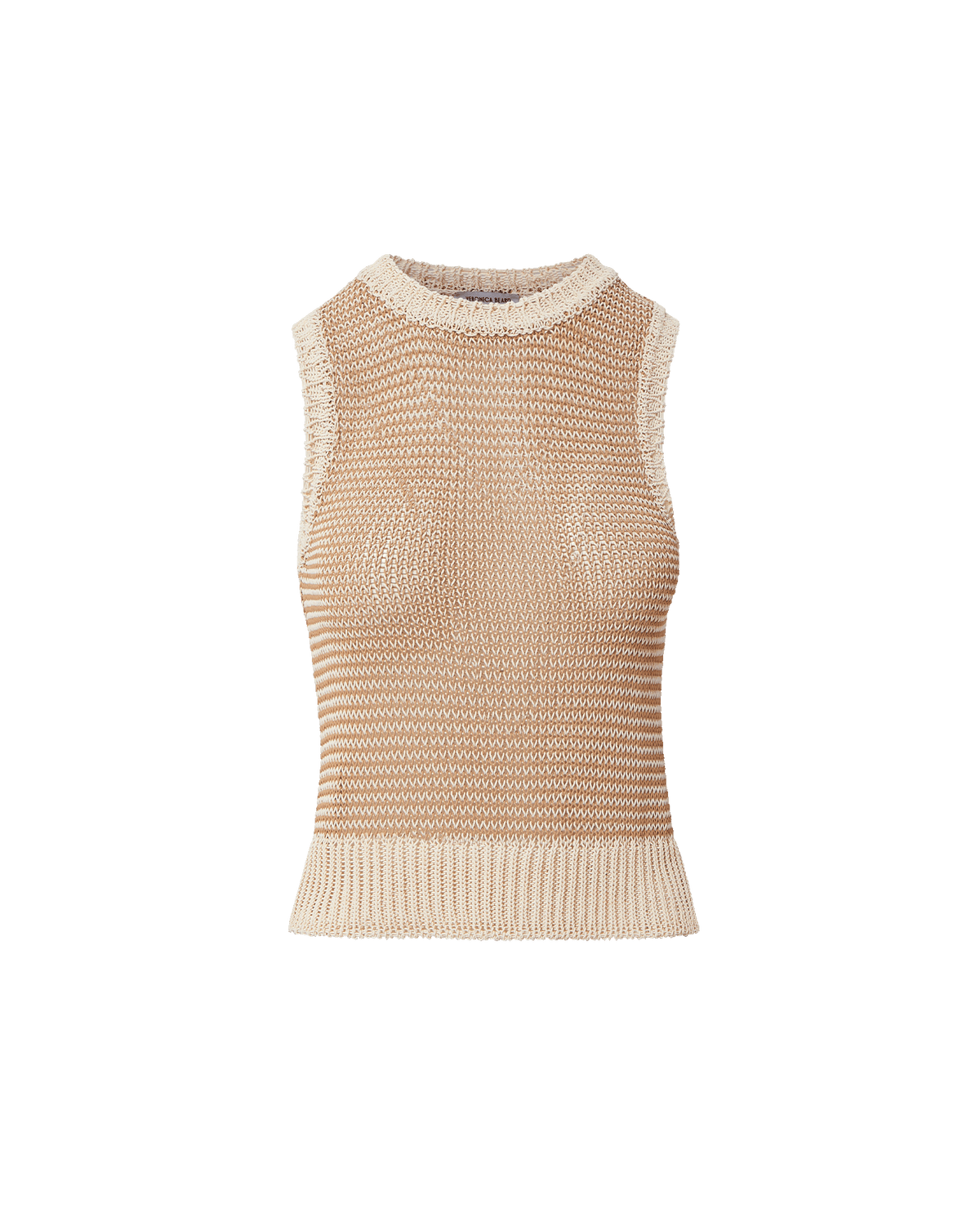 Veronica Beard | Jerrel Cropped Knit Tank Top in Chai/Ecru Chai/Ecru