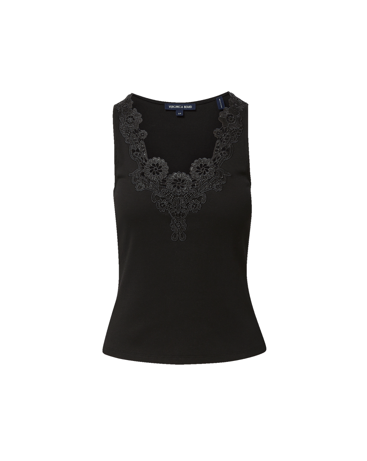 Veronica Beard | Narcisa Embroidered Tank Top in Black Black