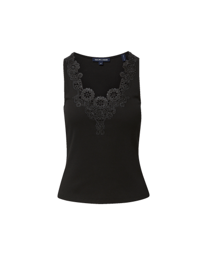 Veronica Beard | Narcisa Embroidered Tank Top in Black Black